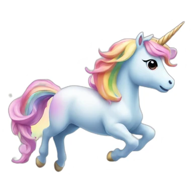 Cute kawaii unicorn jumping over a rainbow  sticker