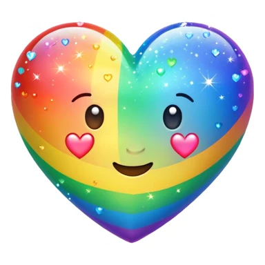 rainbow heart with sparkles emoji style sticker