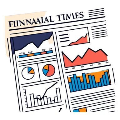Financial Times newspaper with charts and graphs sticker