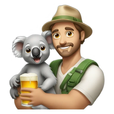 man with had of koala with beer on his hand  sticker