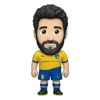 Caucassian black hair and beard. Boca juniors jersey sticker