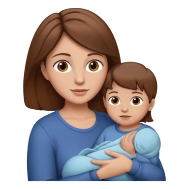 Mother holding infant brown hair fair skin sticker