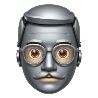 robotic man with glasses mustache  sticker