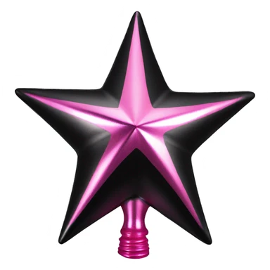 Realistic isolated black and pink metallic star christmas tree topper. sticker