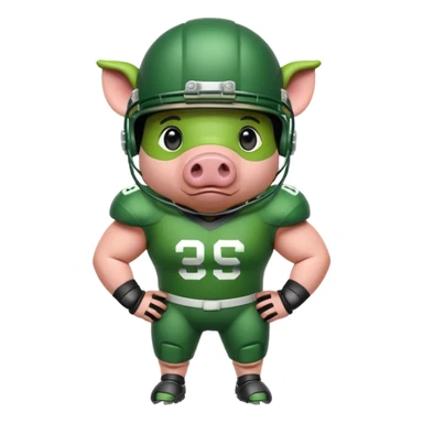 american football player pig green sticker