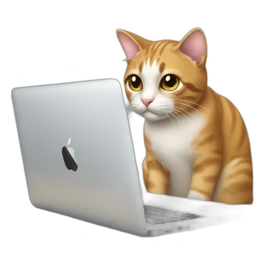 cat with macbook sticker