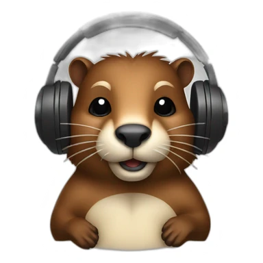 beaver with headphones sticker