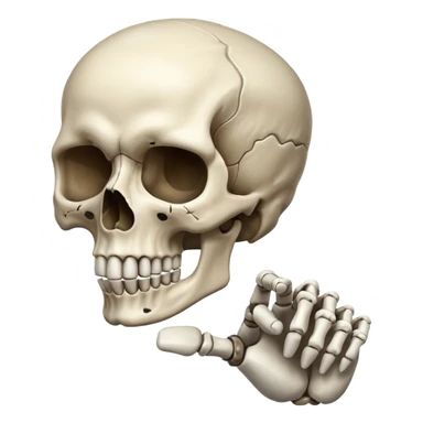 Skull emoji pointing with hand to the right at something sticker