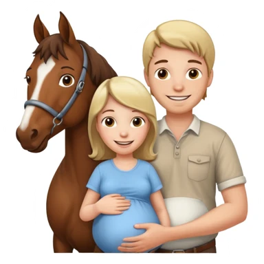 pregnant man  with horse sticker