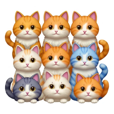 6 cats with different coloured coats sticker