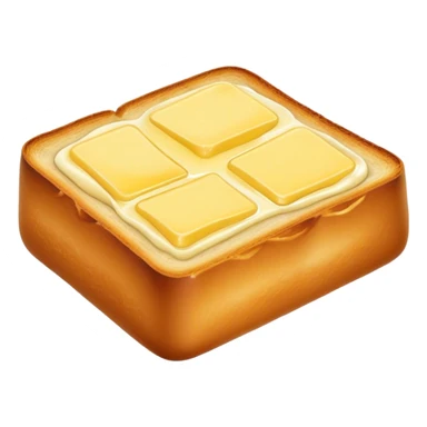 Cinematic warm toasted bread, golden-brown edges, butter melting into the surface, slightly crispy texture, simple and comforting, warm glowing background, inviting and homely. sticker