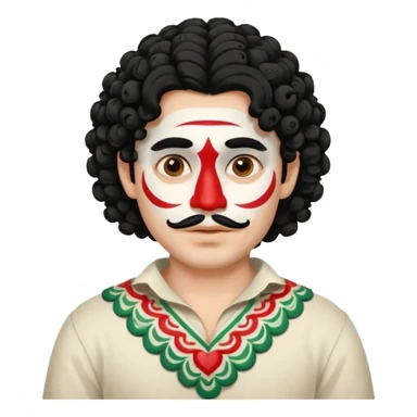 painted face mexican theme, curly hair, male, white sticker
