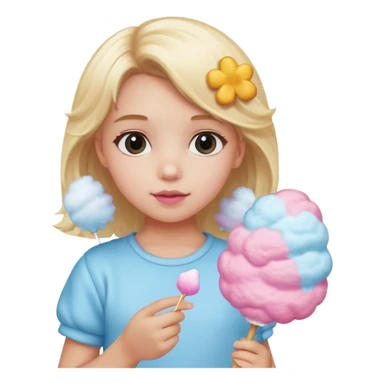 cotton candy holding blonde girl kid sticker