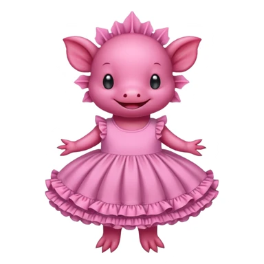 An axolotl wearing a dress sticker