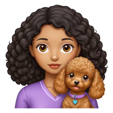 Girl wavy 2 A black hair brown skin and apricot toy poodle sticker
