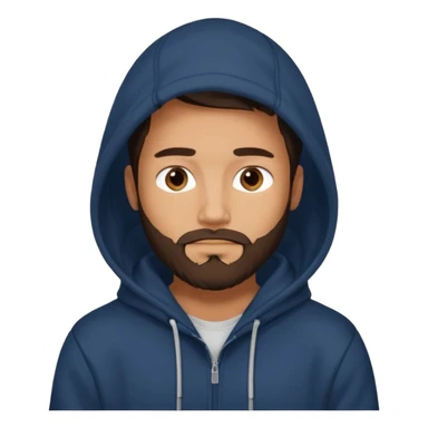 a guy wears a hoodie, his face is a mysterious, he looks pretty and handsome, but very distant 
he has a beard  sticker