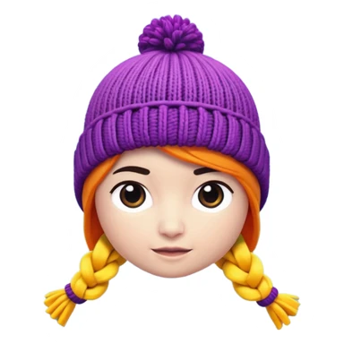 A 3D cartoon knitted wool beanie hat with visible yarn loops, vibrant color, soft lighting, Memoji-style rendering. sticker