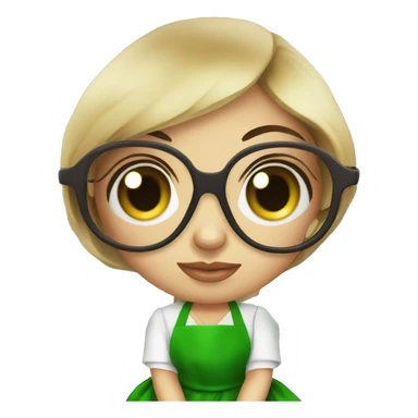 Mexican doll  big eyes green apron  with glasses cooking  sticker