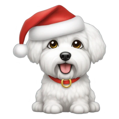 bichon dog-sitting-christmas hat sticker