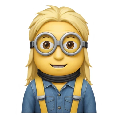 Minion emoji with a round head like normal emojis and a smurk like this emoji but a minion so basically that emoji with the goggles and the hair and not a funny head shape 😏 it should look like an actual minion not a human with minion hair  sticker