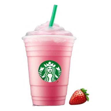 pink starbucks drink with strawberries and ice sticker
