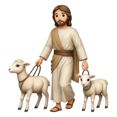 Jesus walking  a lamb￼ sticker