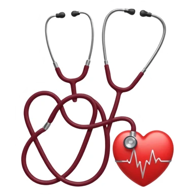 Stethoscope heart with heartbeat Burgundy sticker