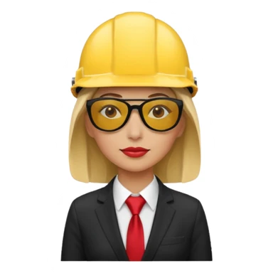 black suit red tie with yellow helmet woman and sunglasses sticker