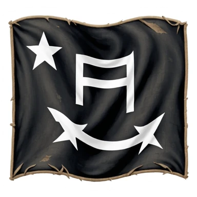 Black flag with a white E in the middle with 13 stars surrounding it sticker