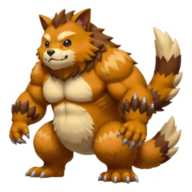 Stocky Quadrupedal Thick-furred Muscular Mountainous Pokémon-Fakémon-Digimon-Creature, (full body) sticker