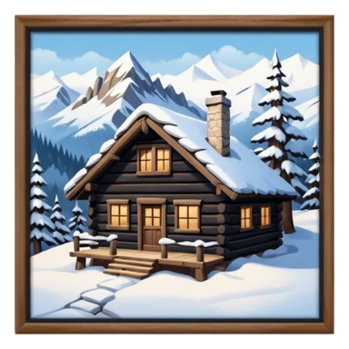 Snowy cabin mountain woods sticker