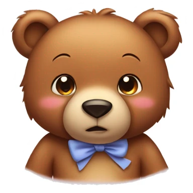 Bear shy with bow on one ear and blushing sticker