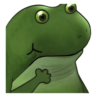 green bufo frog with dark spots representing hyperpigmentation, humorous sticker