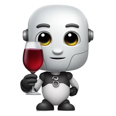 cute chatbot holding a glass of wine sticker