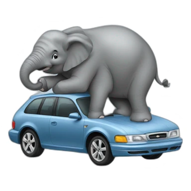 An elephant pooing on a car sticker