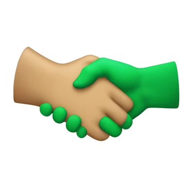 hand shake, one hand is tan, the other is green sticker