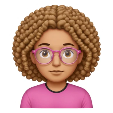 mexican curly hair pink shirt thats starking them and glasses sticker