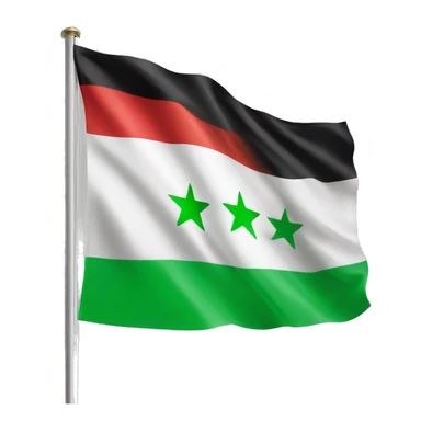 New syrian flag with green on the top, white in the middle with 3 red stars, and black at the bottom sticker