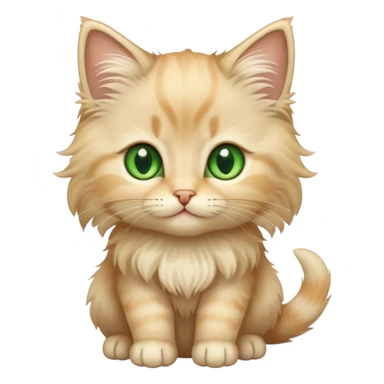 Long-haired fluffy cute beige kitten full body sticker