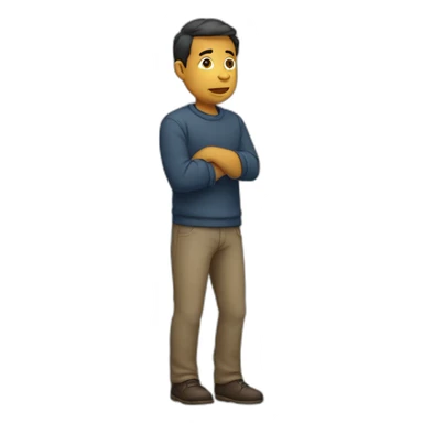 a man wondering holding his chin full body sticker