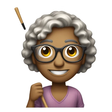 invidente con baston y lentes tocando el piso con el baston sticker