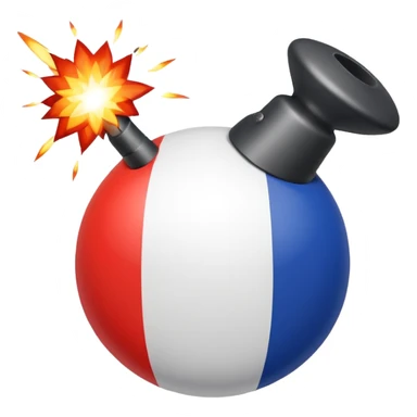 French flag emoji combined with bomb emoji and explosion effect sticker