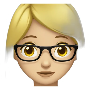 Yellowskin wearingglasses bigeyes blackhair skirt students sticker