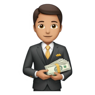 CEO with money in his hands donating to a hospital sticker