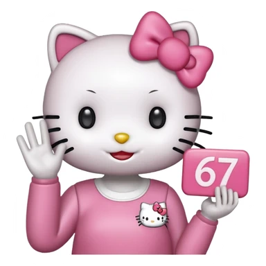 hello kitty holding up 67 sticker