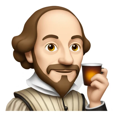 William Shakespeare holds a cup of tea in his hand sticker