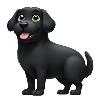 A black dog thats very chubby and has a tiny tail sticker