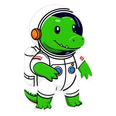 cute crocodile cosmonaut sticker