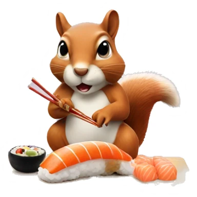 squirrel eating sushi sticker