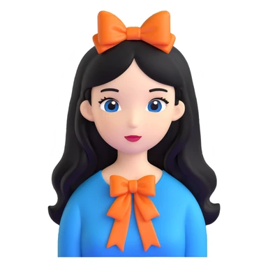 woman with a blue bow on her head and long black hair sticker